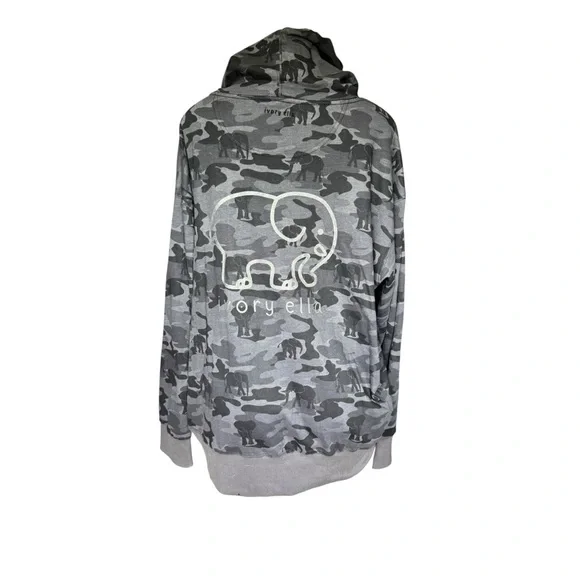 Ivory Ella Gray Elephant Camo Hoodie Size Extra Large - Picture 3 of 8